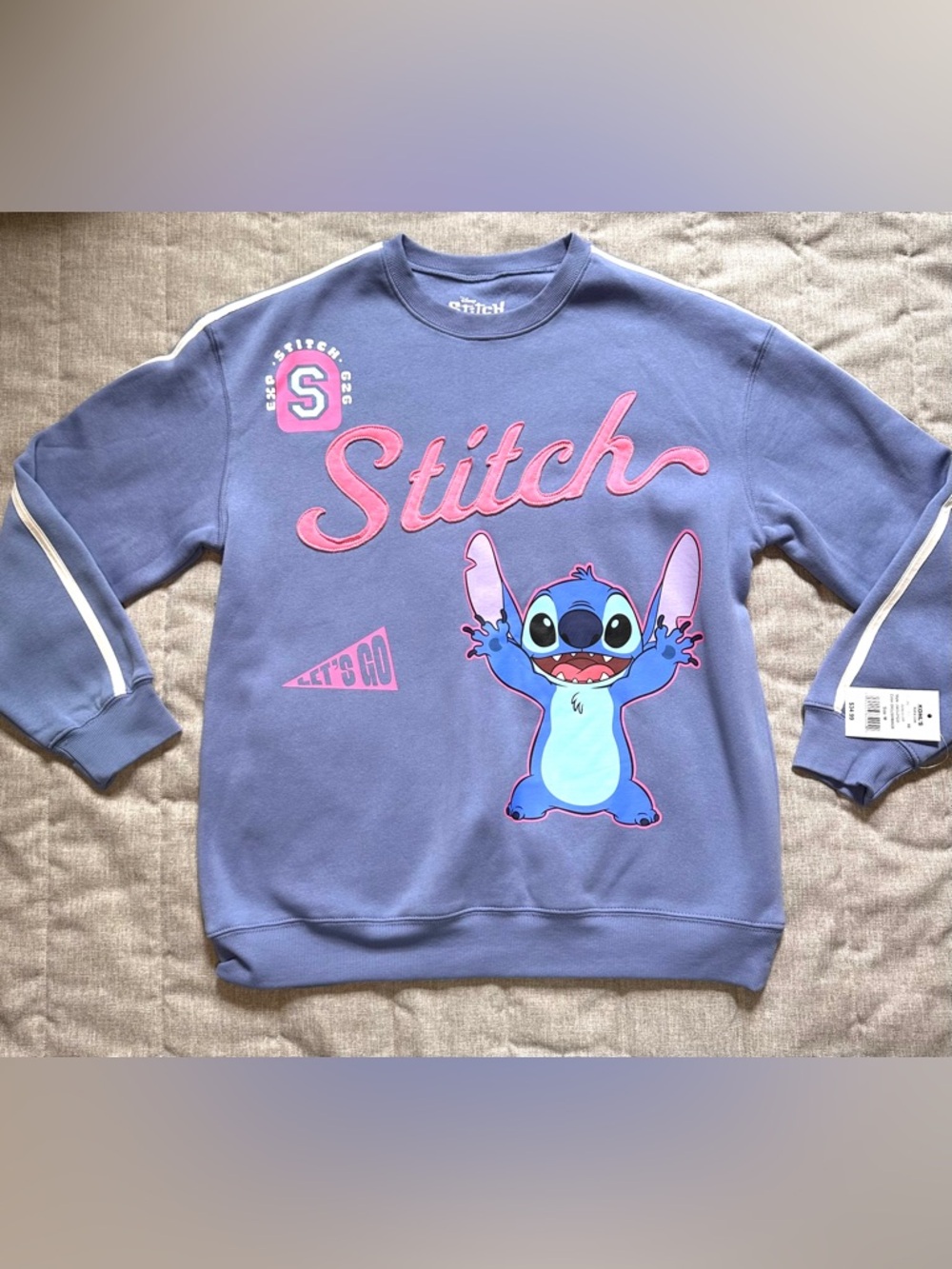 NWT Disney Stitch Women’s Size M Blue Sweatshirt Cozy Soft Cotton Blend